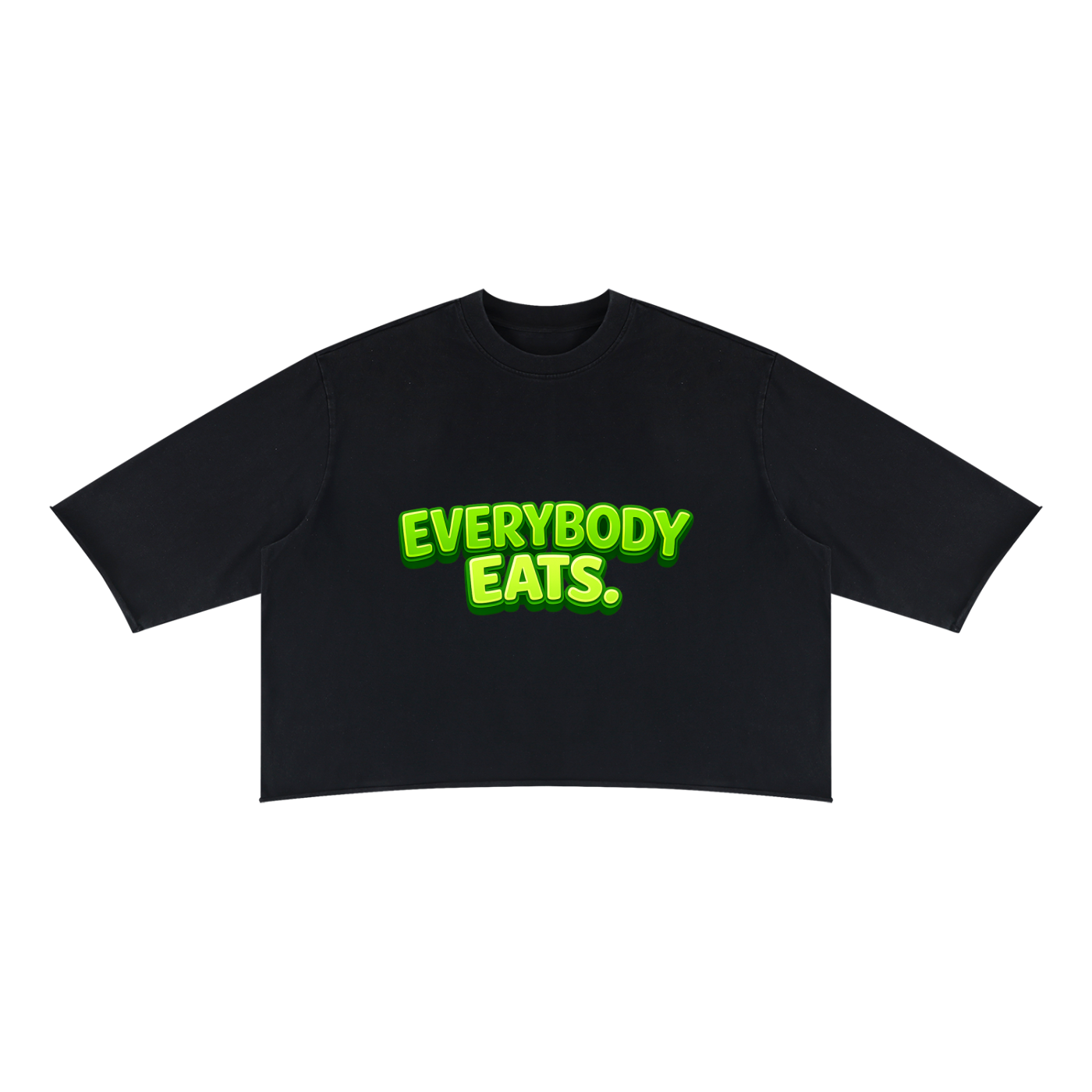 EVERYBODY EATS: LIME - Unisex Mineral Wash Raw Hem Boxy T-Shirt