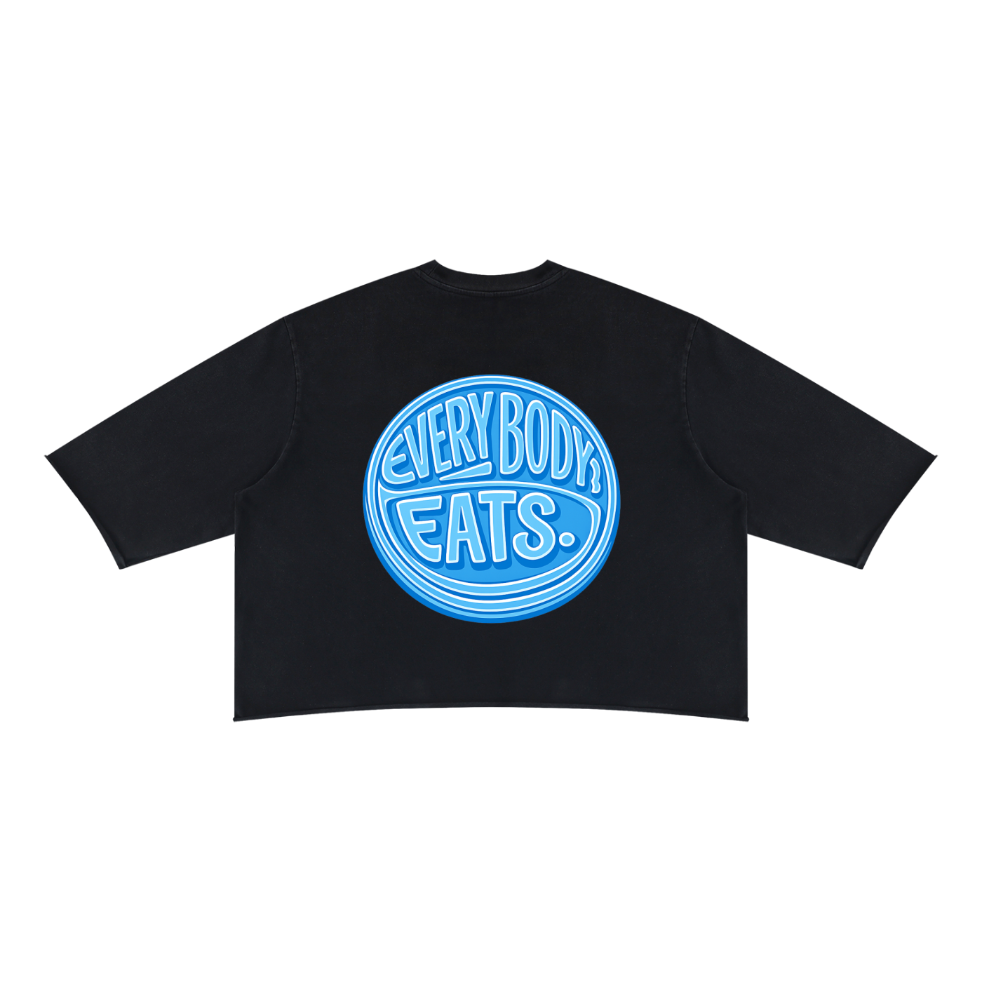 EVERYBODY EATS: BLUE SKY - Unisex Mineral Wash Raw Hem Boxy T-Shirt