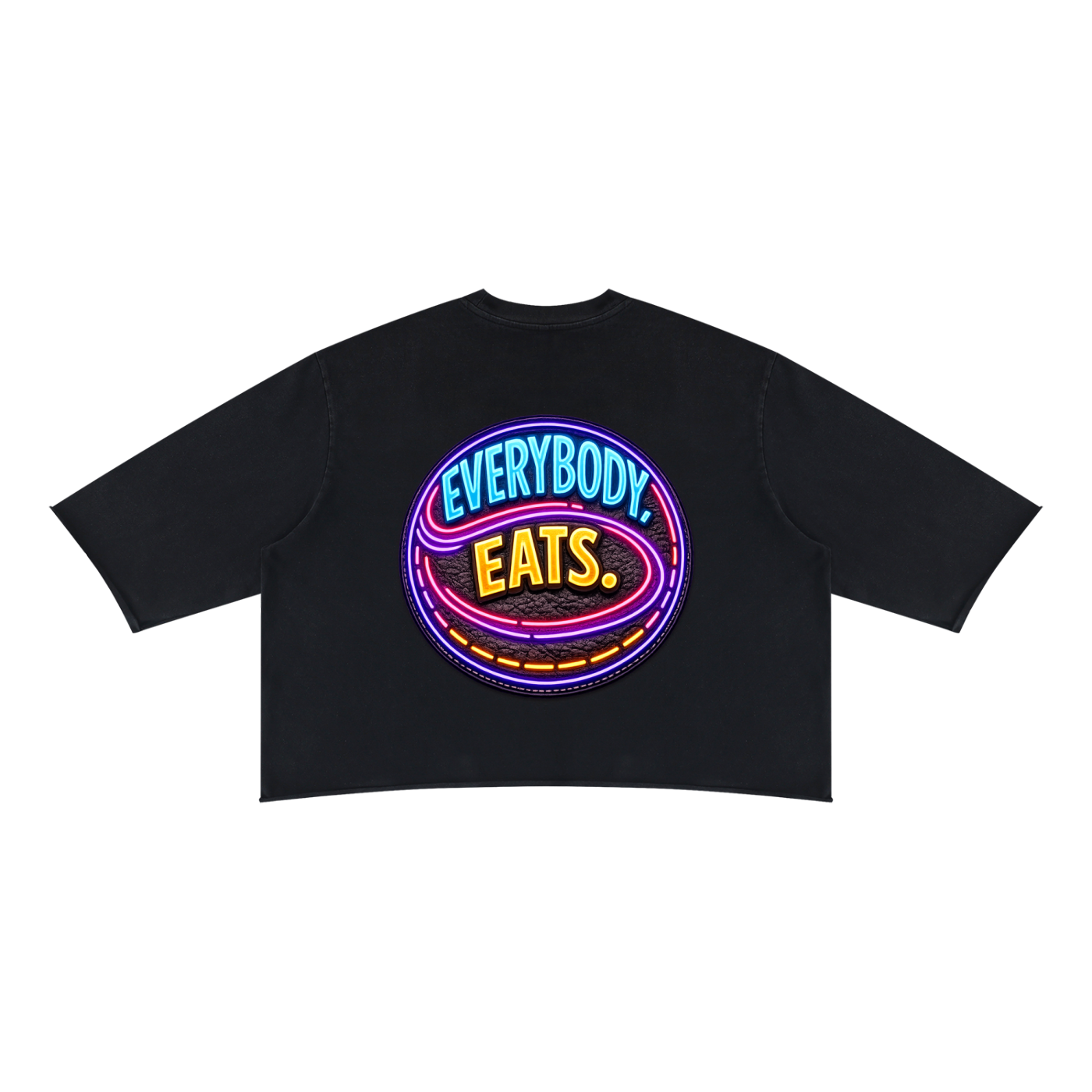EVERYBODY EATS: LED - Unisex Mineral Wash Raw Hem Boxy T-Shirt
