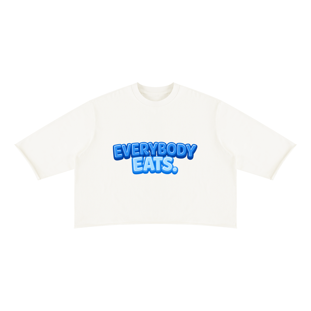 EVERYBODY EATS: BLUEBERRIES - Unisex Mineral Wash Raw Hem Boxy T-Shirt