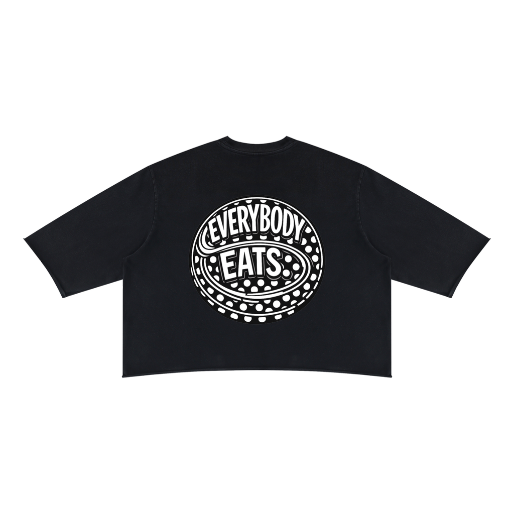 EVERYBODY EATS: POLKA DOTS - Unisex Mineral Wash Raw Hem Boxy T-Shirt