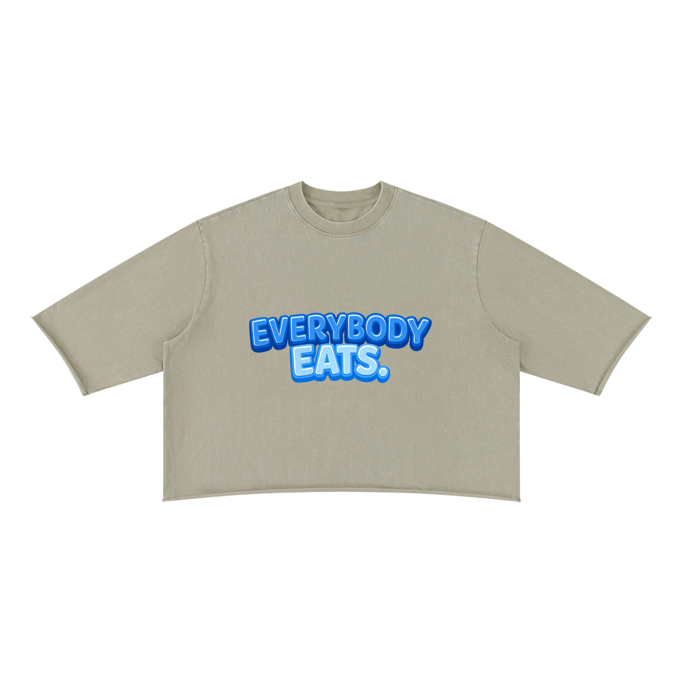 EVERYBODY EATS: BLUE SKY - Unisex Mineral Wash Raw Hem Boxy T-Shirt