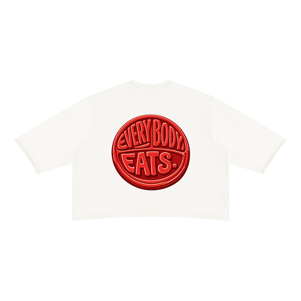 EVERYBODY EATS: WILD CHERRY - Unisex Mineral Wash Raw Hem Boxy T-Shirt