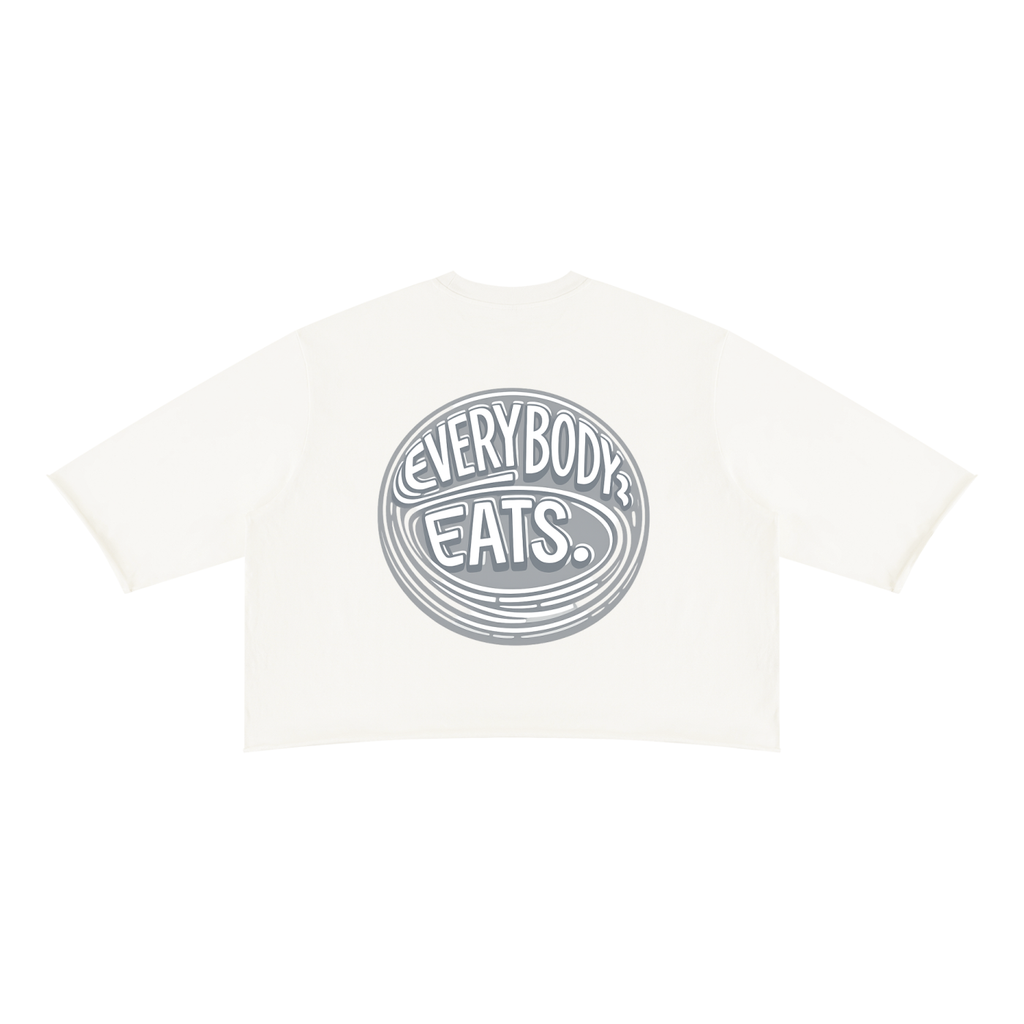 EVERYBODY EATS: TIMBERWOLF - Unisex Mineral Wash Raw Hem Boxy T-Shirt