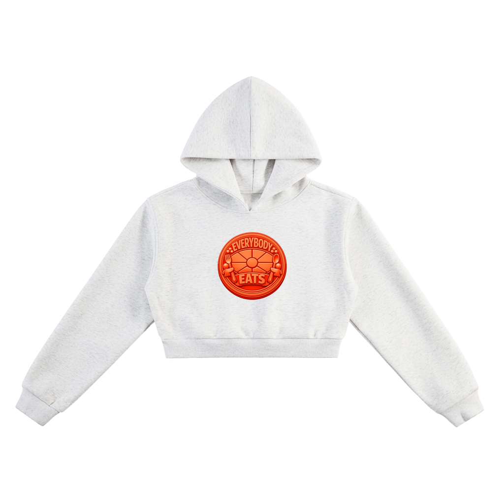 EVERYBODY EATS: TABLE MANNERS | ORANGE RED - Essential Cropped Hoodie