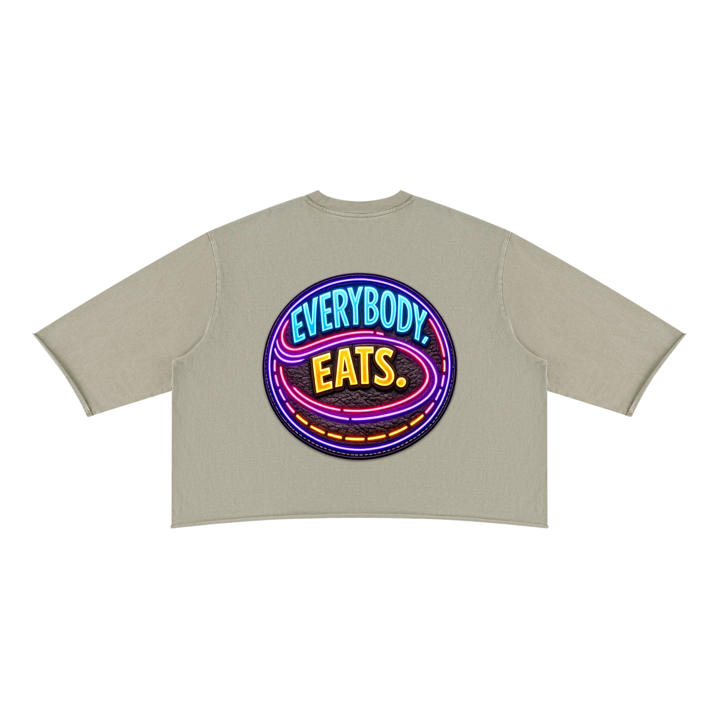 EVERYBODY EATS: LED - Unisex Mineral Wash Raw Hem Boxy T-Shirt