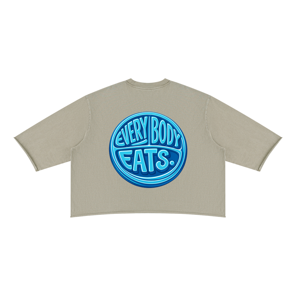 EVERYBODY EATS: SHAVED ICE - Unisex Mineral Wash Raw Hem Boxy T-Shirt