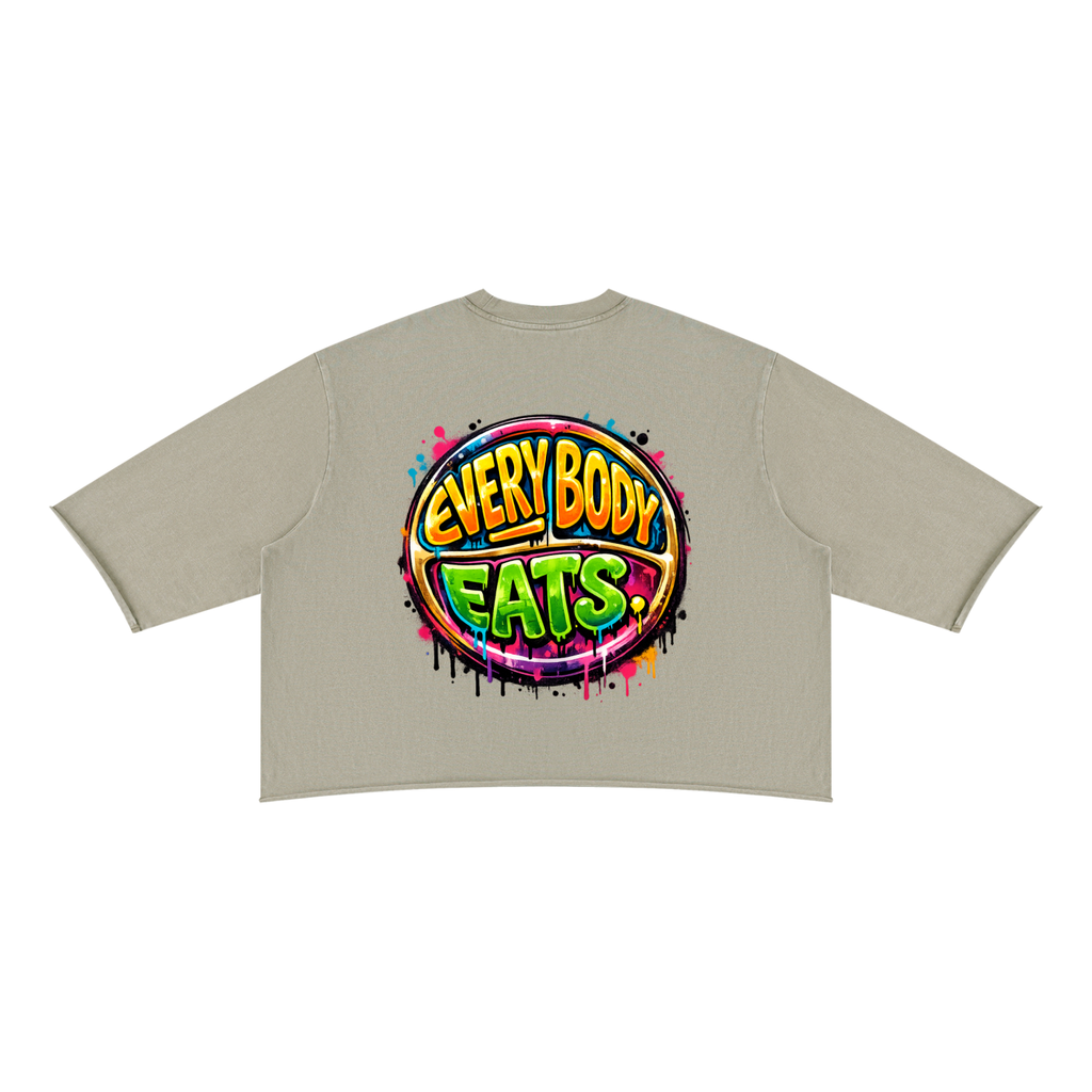 EVERYBODY EATS: PAINT - Unisex Mineral Wash Raw Hem Boxy T-Shirt