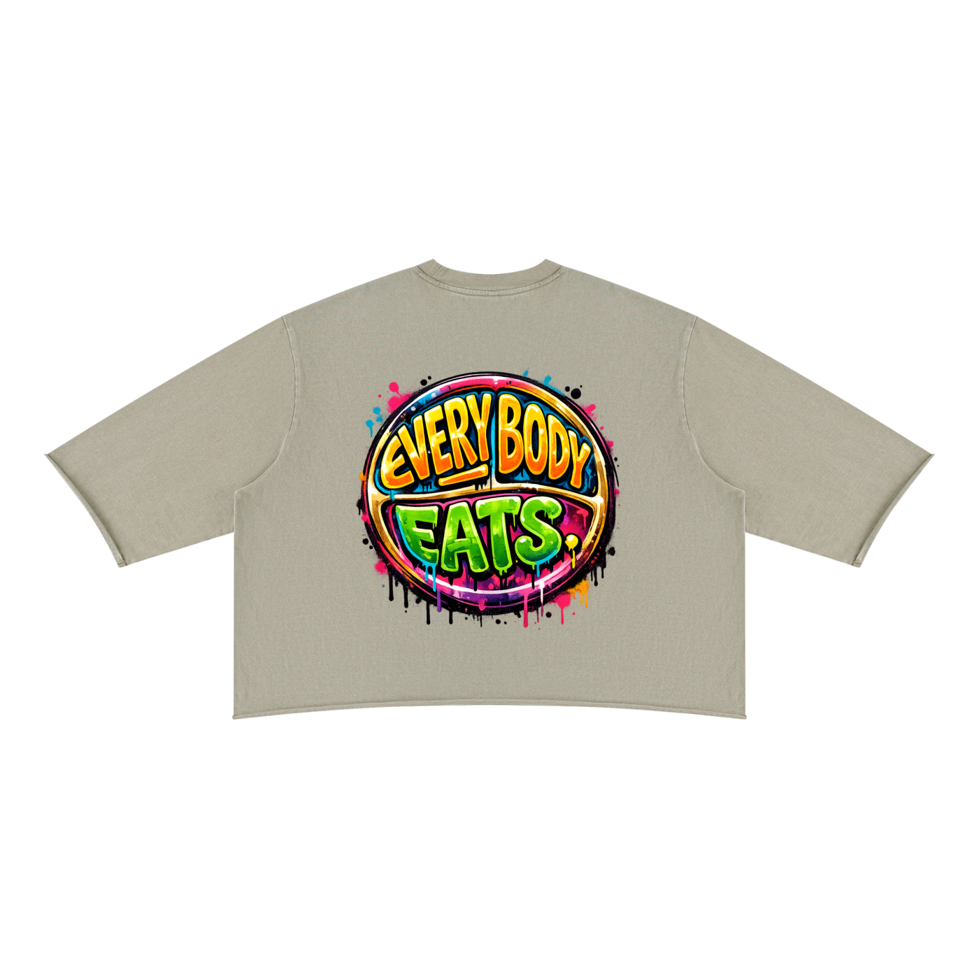 EVERYBODY EATS: PAINT - Unisex Mineral Wash Raw Hem Boxy T-Shirt