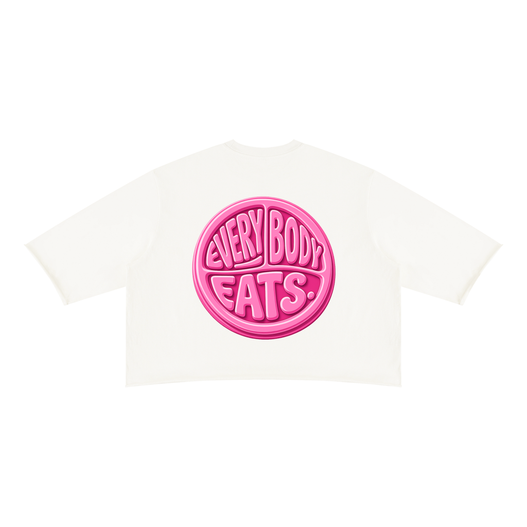 EVERYBODY EATS: BUBBLEGUM - Unisex Mineral Wash Raw Hem Boxy T-Shirt