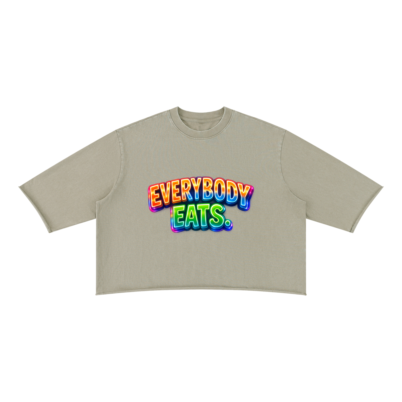 EVERYBODY EATS: AT MIDNIGHT - Unisex Mineral Wash Raw Hem Boxy T-Shirt