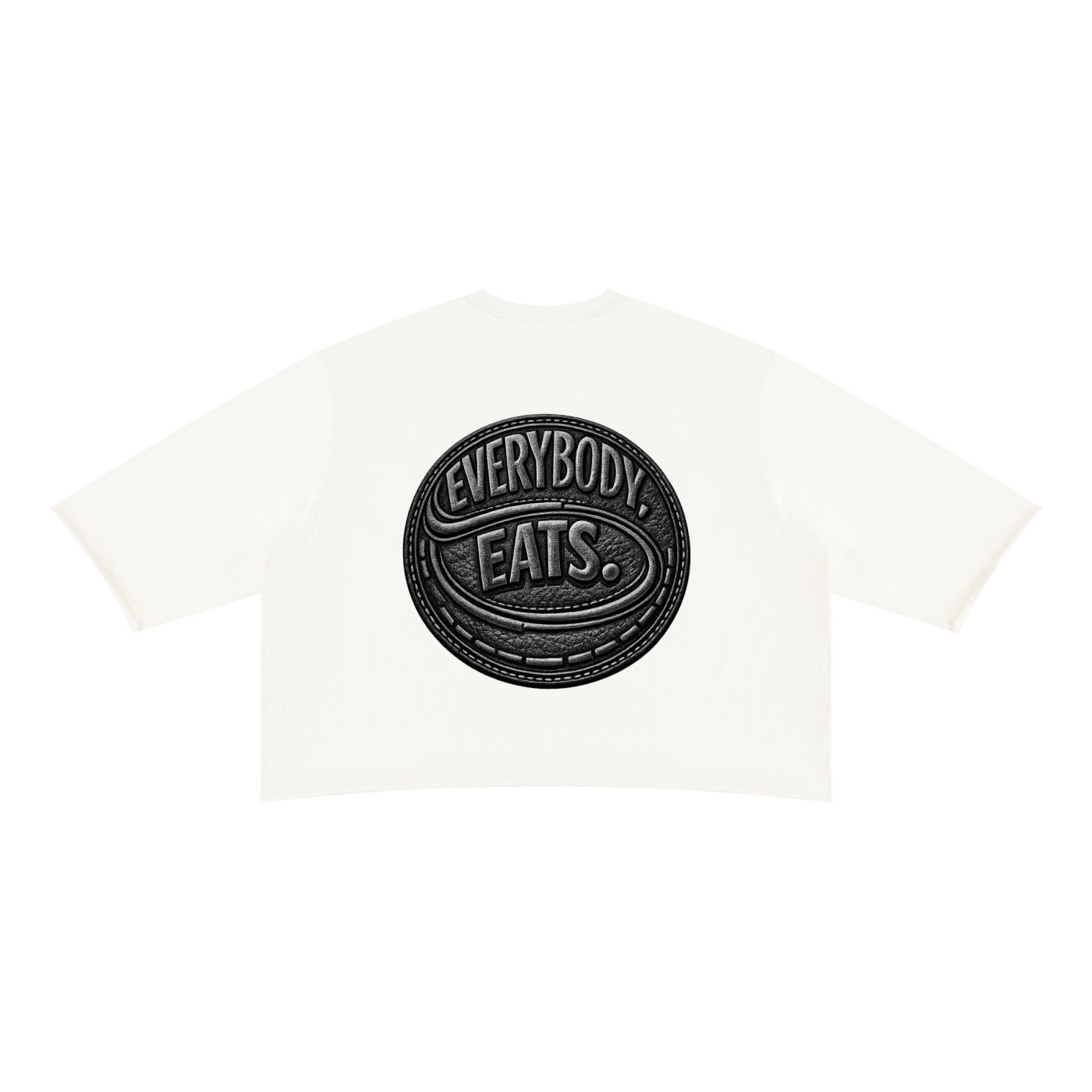 EVERYBODY EATS: LEATHER - Unisex Mineral Wash Raw Hem Boxy T-Shirt