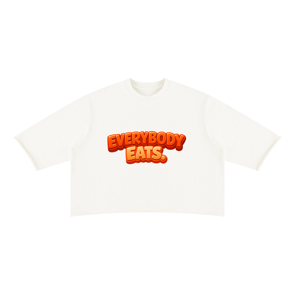 EVERYBODY EATS: MANDARIN - Unisex Mineral Wash Raw Hem Boxy T-Shirt