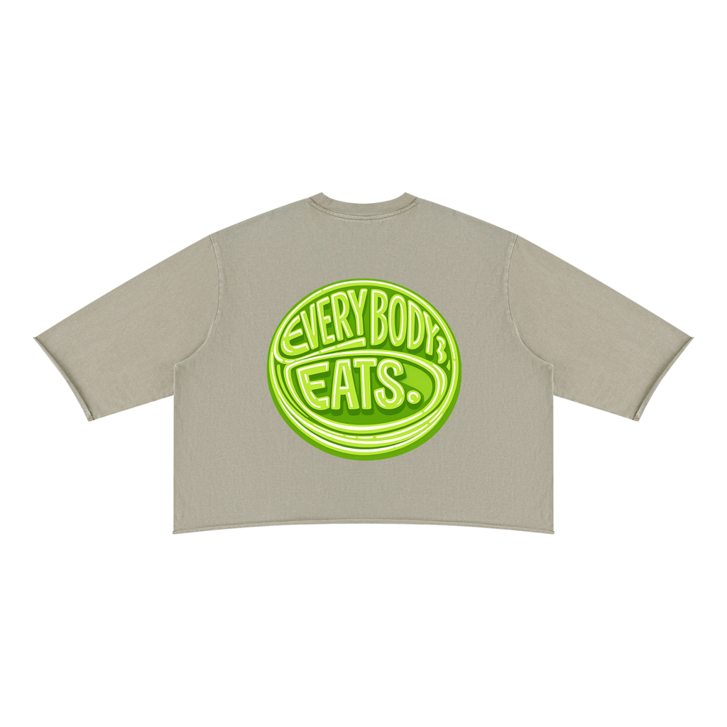 EVERYBODY EATS: LIME - Unisex Mineral Wash Raw Hem Boxy T-Shirt