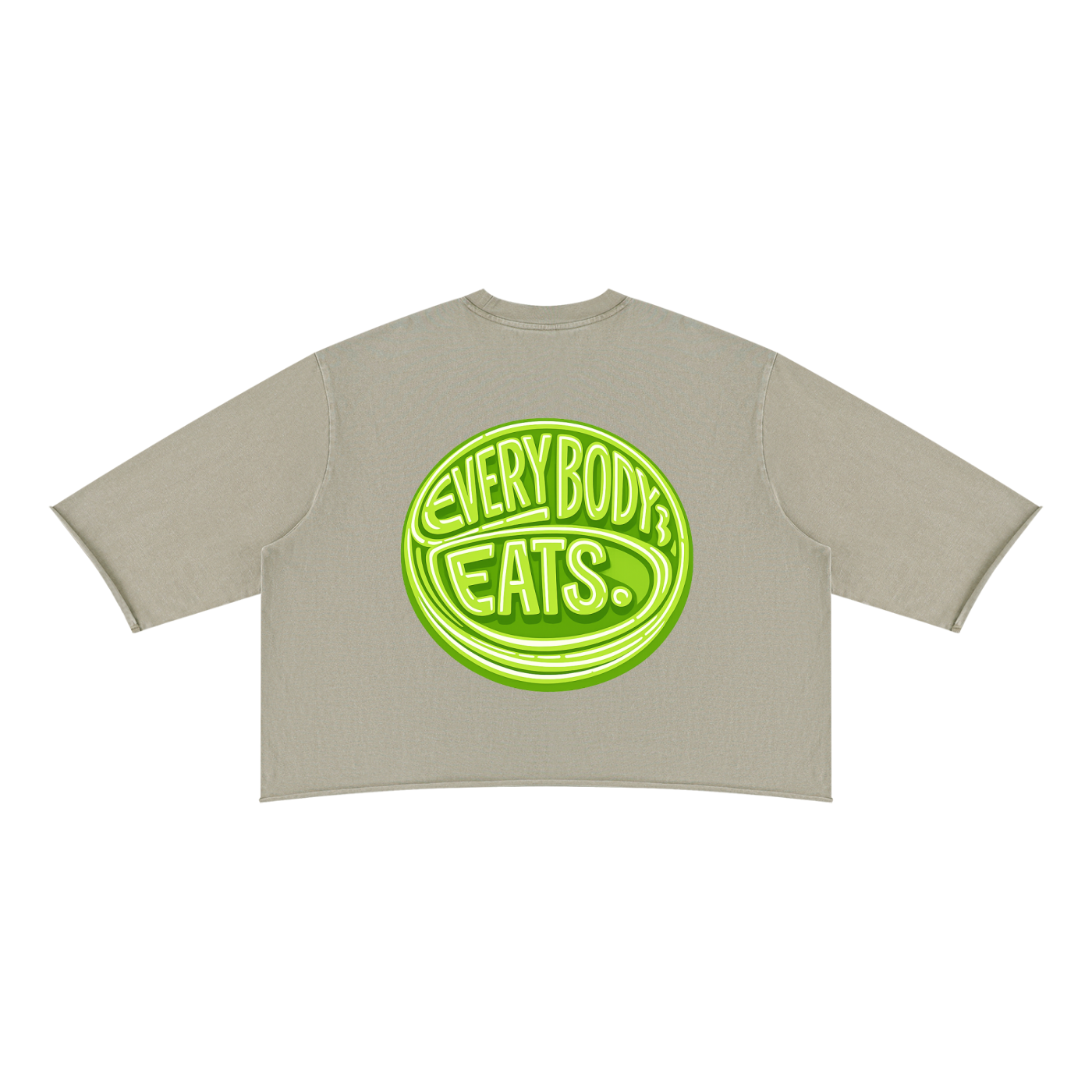 EVERYBODY EATS: LIME - Unisex Mineral Wash Raw Hem Boxy T-Shirt