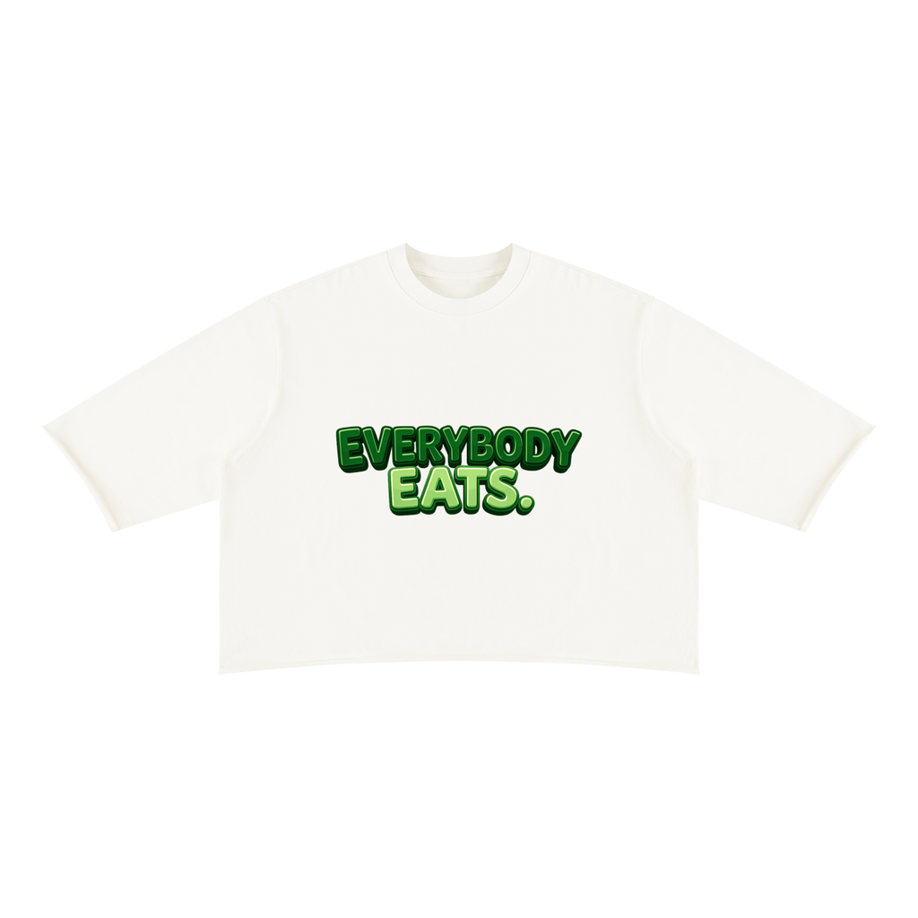 EVERYBODY EATS: VEGGIES - Unisex Mineral Wash Raw Hem Boxy T-Shirt