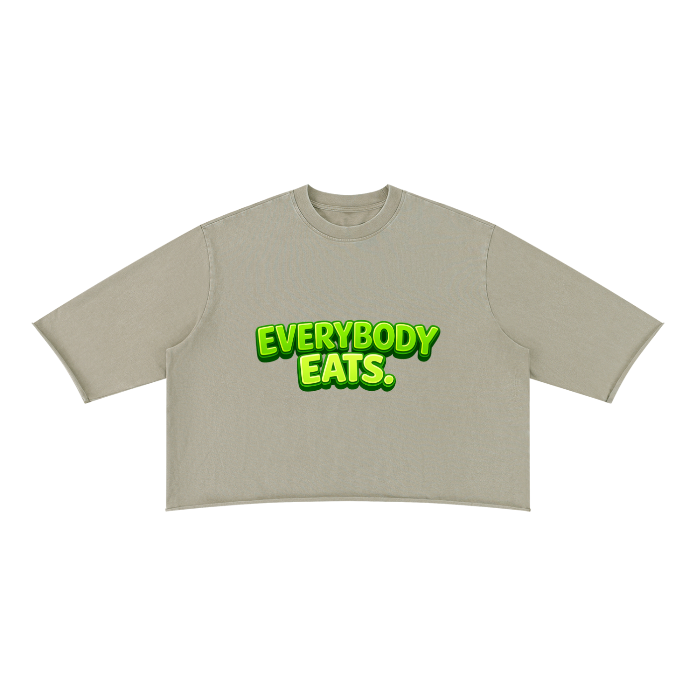 EVERYBODY EATS: GREEN APPLES - Unisex Mineral Wash Raw Hem Boxy T-Shirt