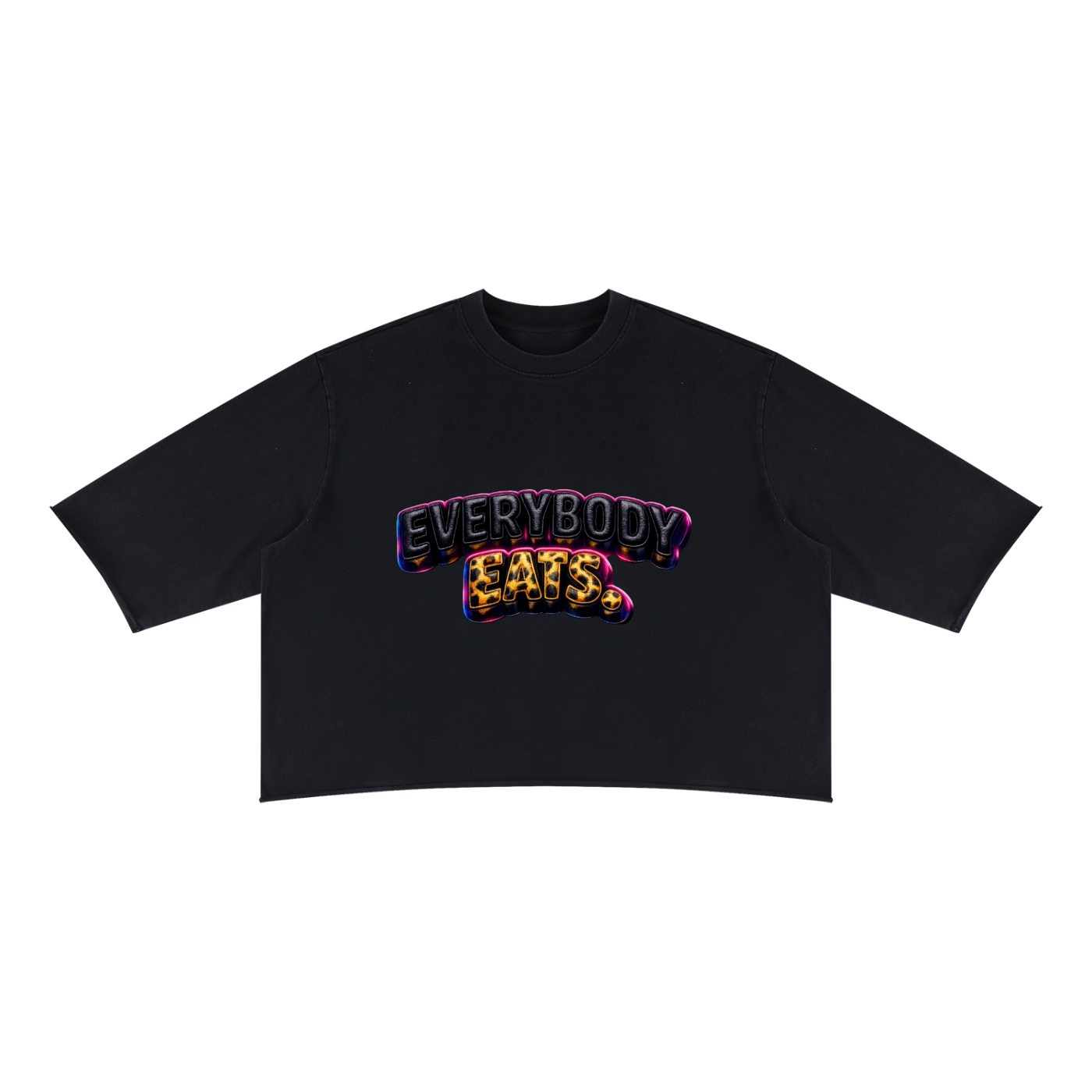 EVERYBODY EATS: LED - Unisex Mineral Wash Raw Hem Boxy T-Shirt