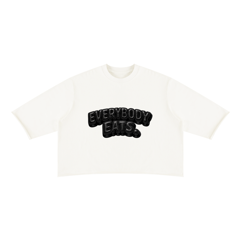 EVERYBODY EATS: LEATHER - Unisex Mineral Wash Raw Hem Boxy T-Shirt