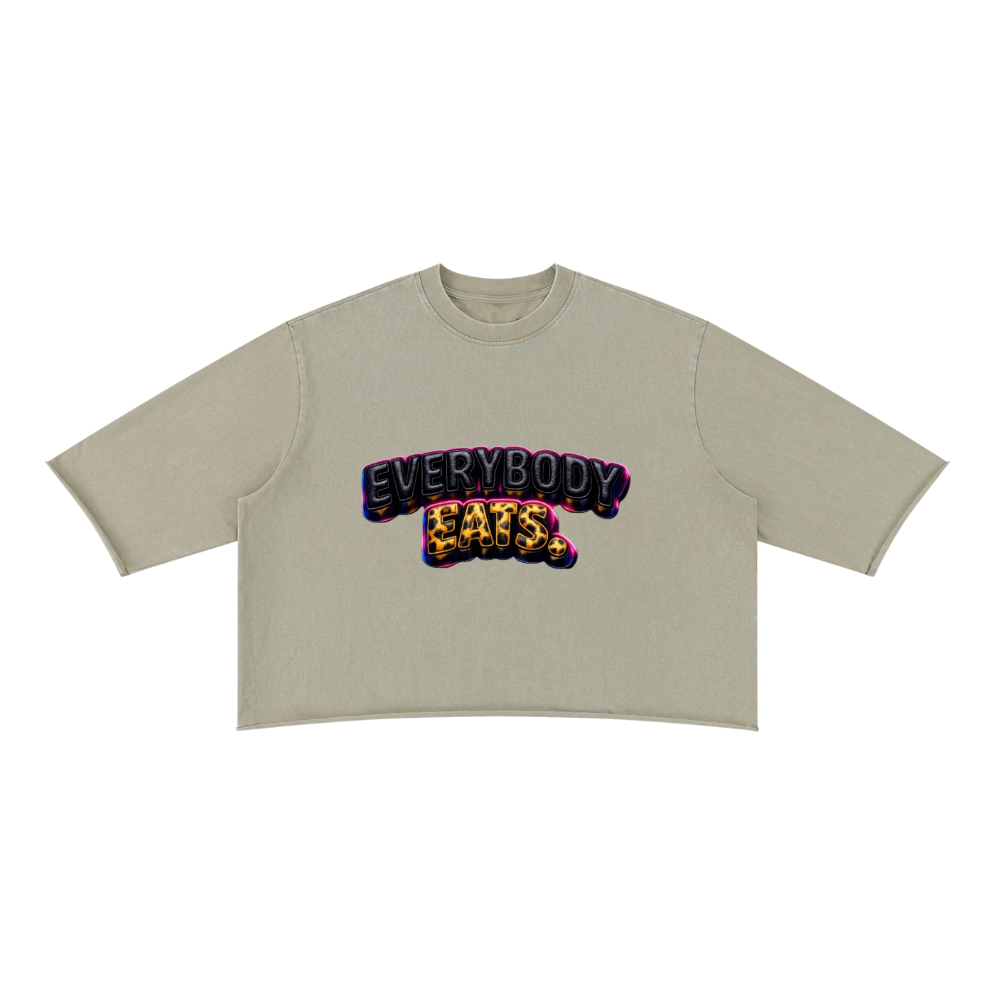 EVERYBODY EATS: LED - Unisex Mineral Wash Raw Hem Boxy T-Shirt