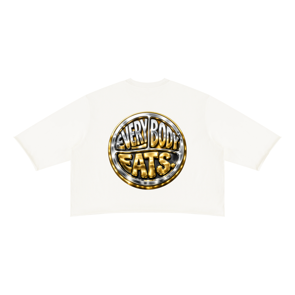 EVERYBODY EATS: CHROME - Unisex Mineral Wash Raw Hem Boxy T-Shirt