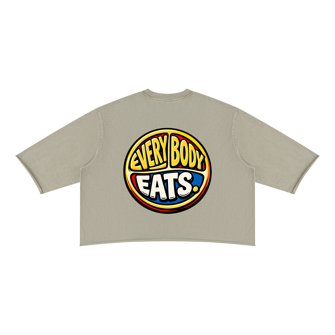 EVERYBODY EATS: COMIC STRIPS - Unisex Mineral Wash Raw Hem Boxy T-Shirt