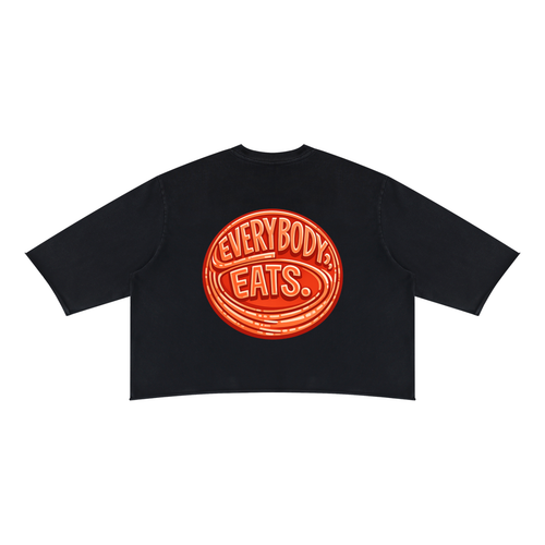 EVERYBODY EATS: AT SUNDOWN - Unisex Mineral Wash Raw Hem Boxy T-Shirt