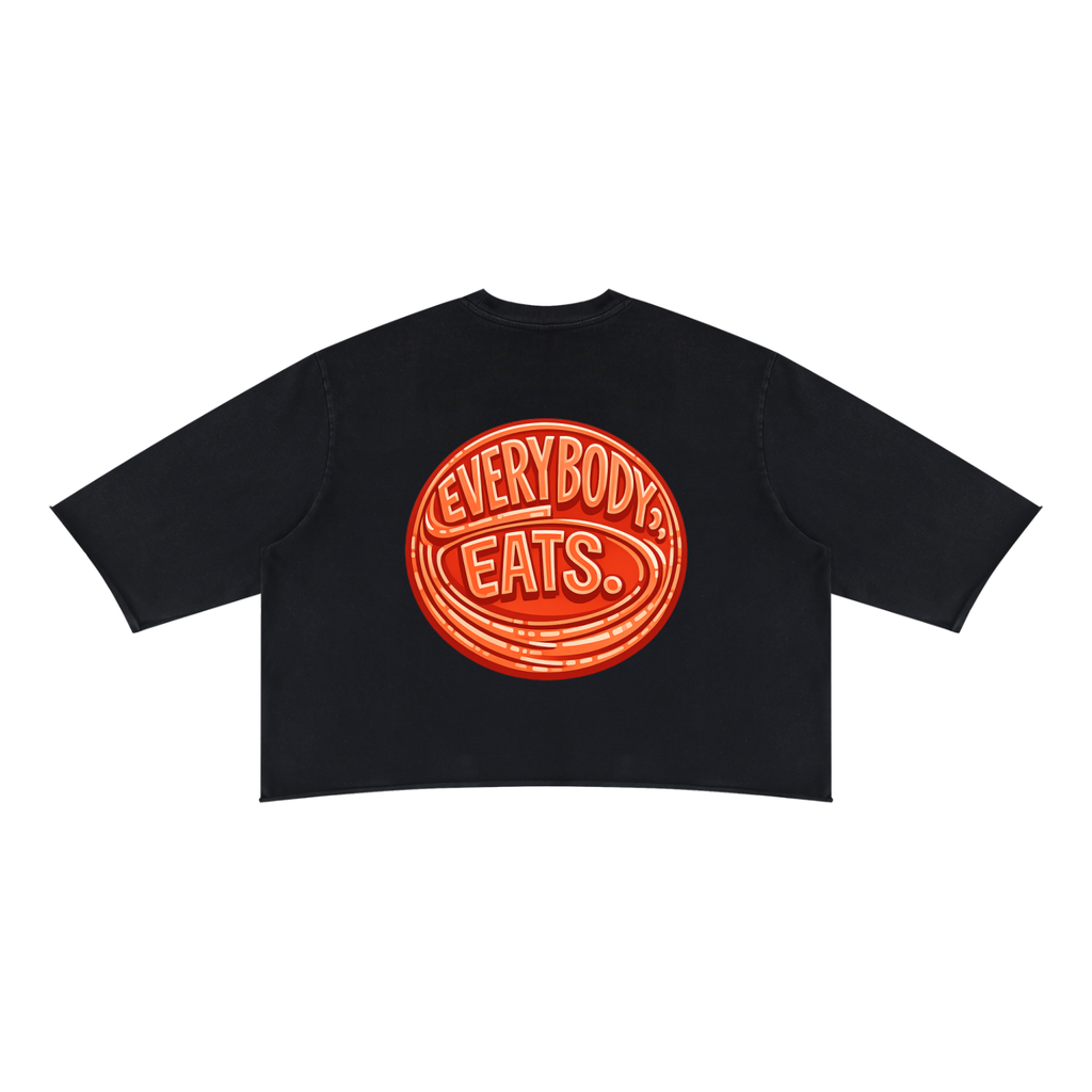 EVERYBODY EATS: AT SUNDOWN - Unisex Mineral Wash Raw Hem Boxy T-Shirt
