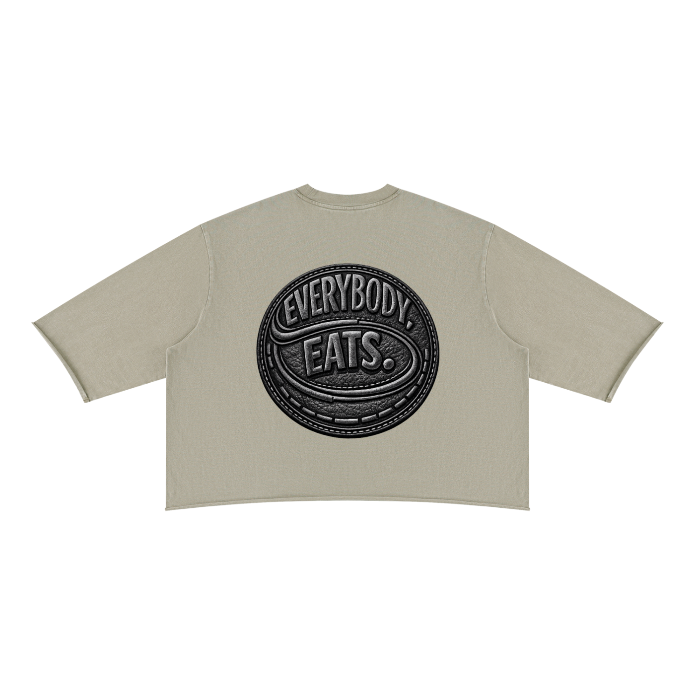 EVERYBODY EATS: LEATHER - Unisex Mineral Wash Raw Hem Boxy T-Shirt
