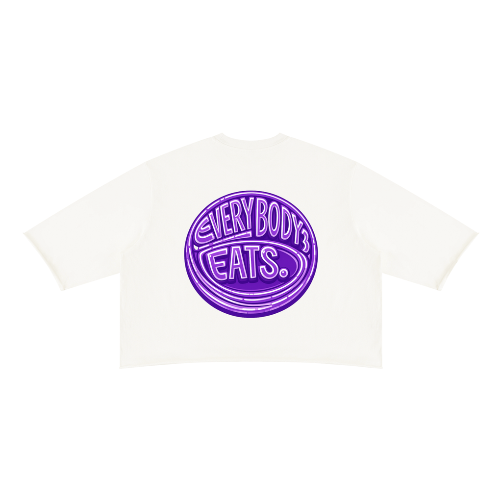 EVERYBODY EATS: BUTTERFLY PEAS - Unisex Mineral Wash Raw Hem Boxy T-Shirt