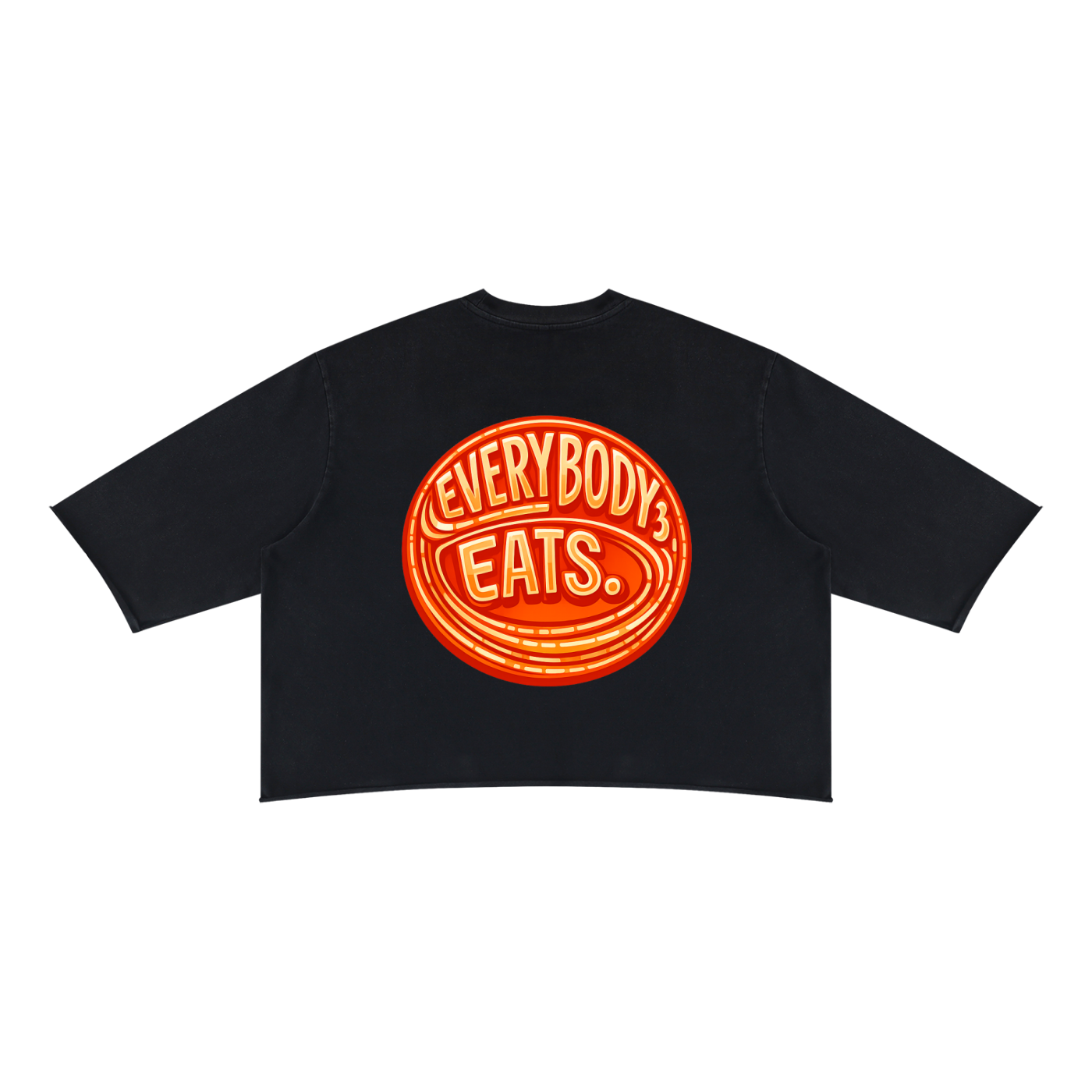 EVERYBODY EATS: ORANGE JUBILEE - Unisex Mineral Wash Raw Hem Boxy T-Shirt