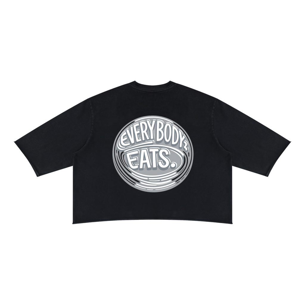 EVERYBODY EATS: TIMBERWOLF - Unisex Mineral Wash Raw Hem Boxy T-Shirt