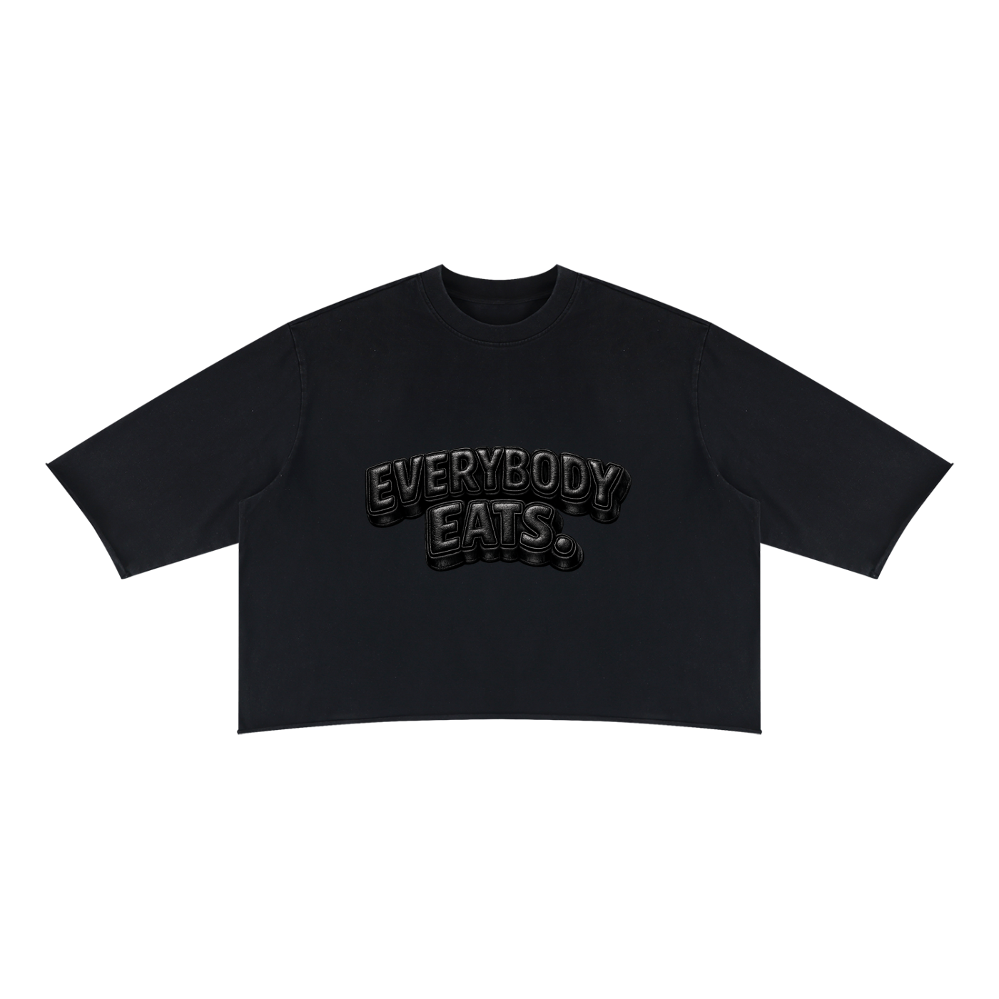 EVERYBODY EATS: LEATHER - Unisex Mineral Wash Raw Hem Boxy T-Shirt