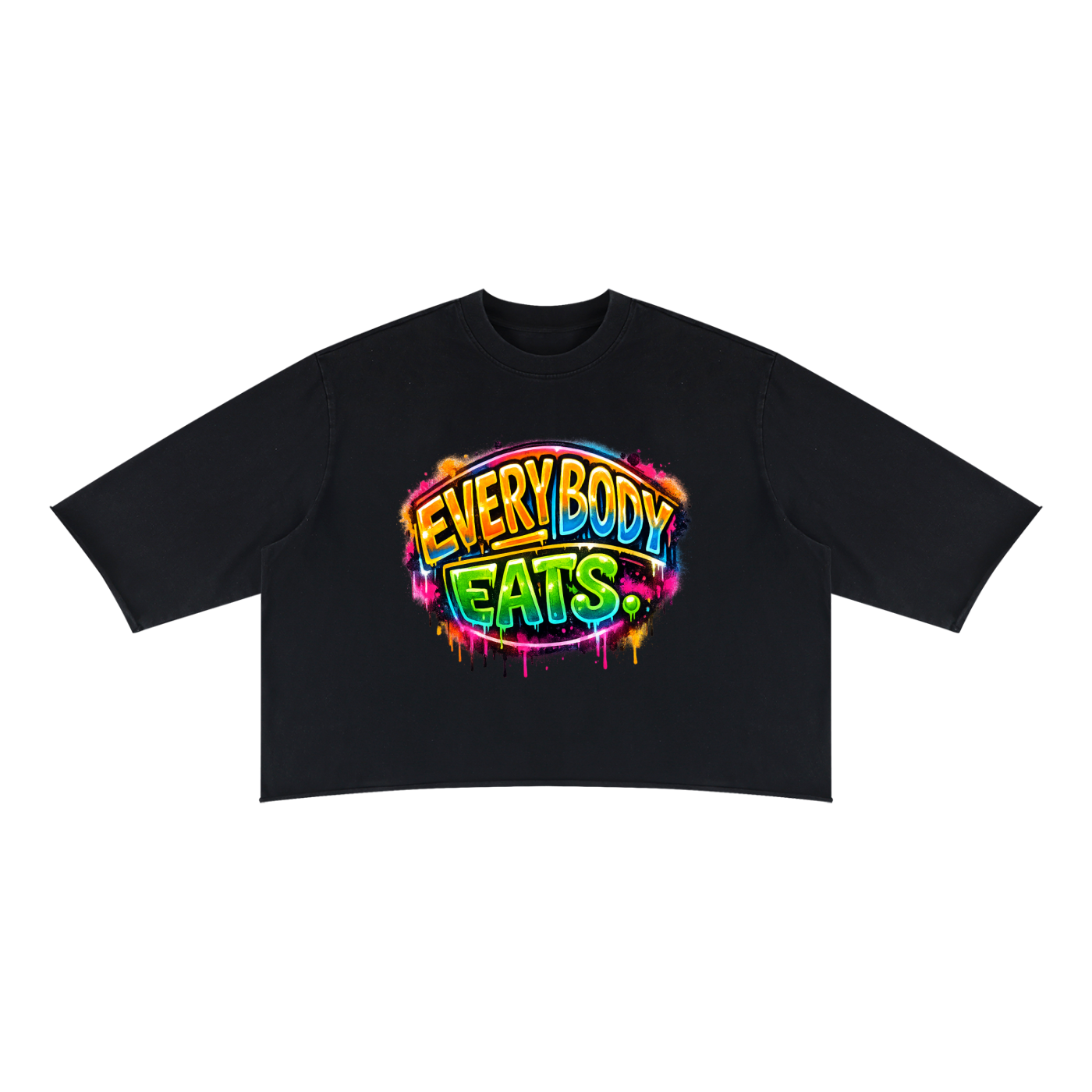 EVERYBODY EATS: PAINT - Unisex Mineral Wash Raw Hem Boxy T-Shirt